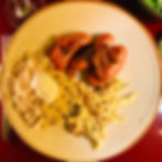 Sausage with fruit compote, coleslaw and spätzle