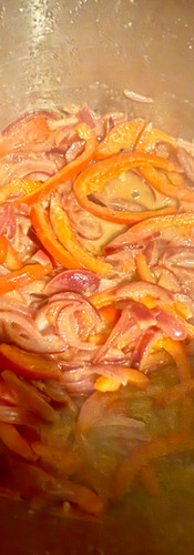 Add more wine to help the red bell pepper soften