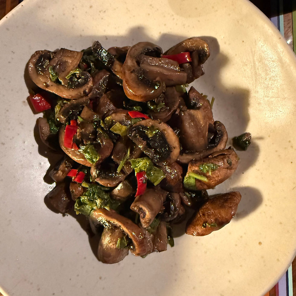 The mushroom bhaji with chillies, coriander and amchoor