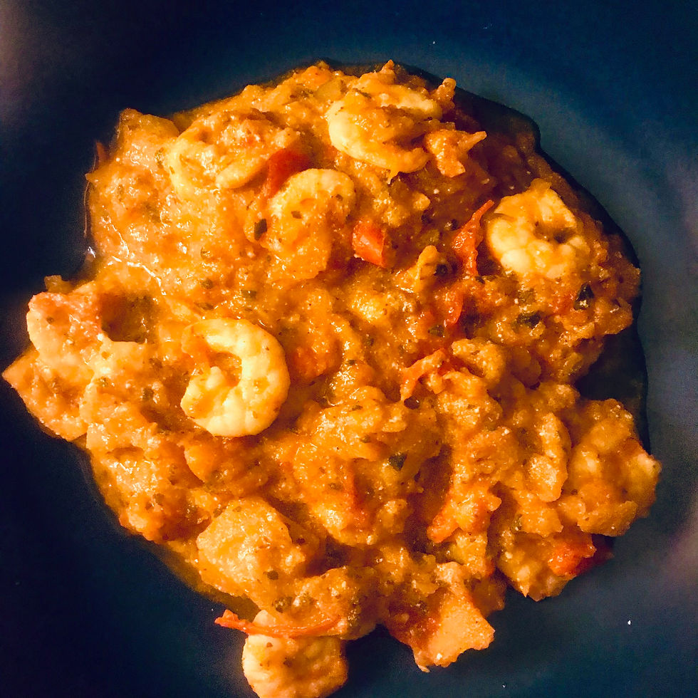 Zero-fat prawn and mango curry