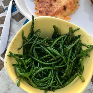 Samphire sauteed in black garlic and butter