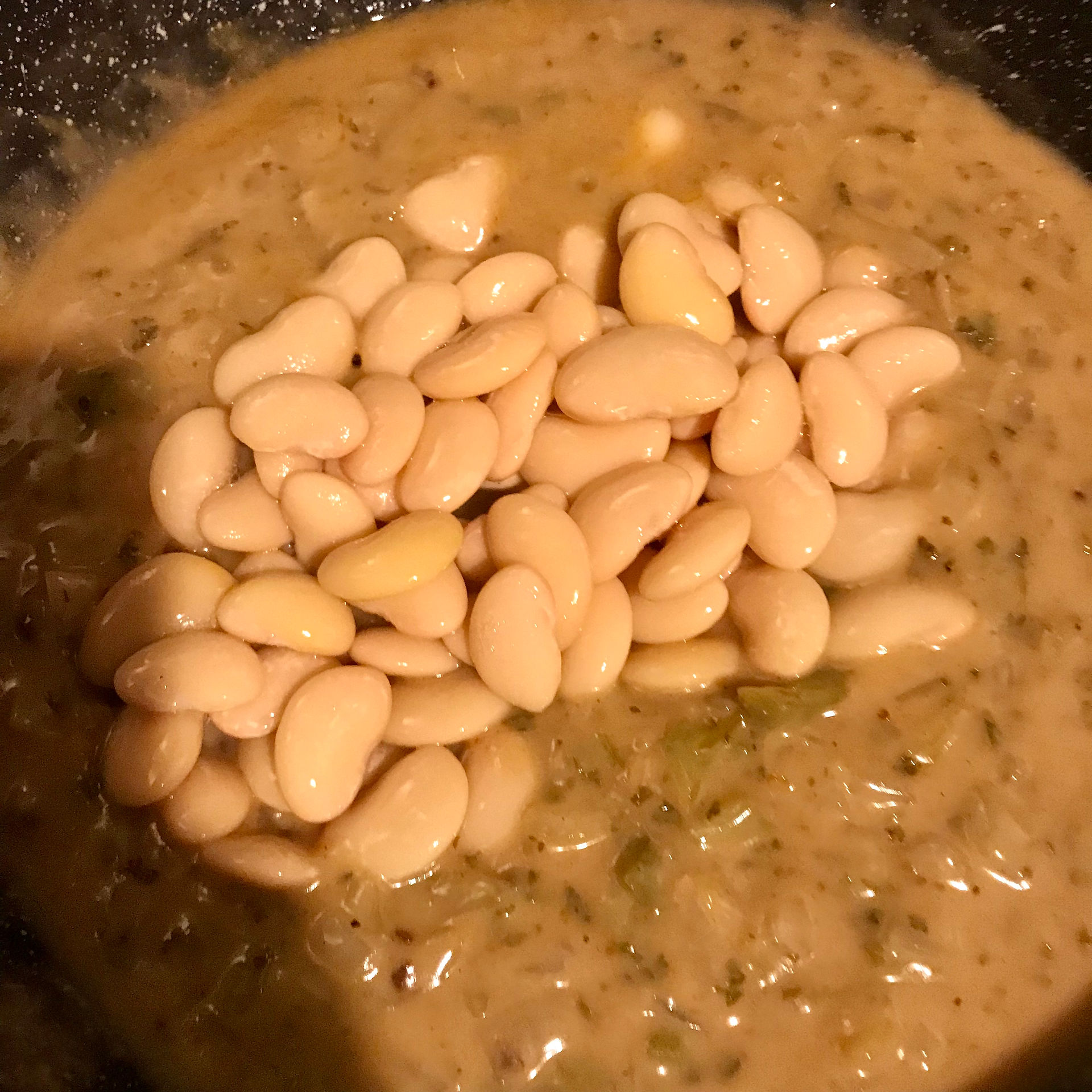 Add the butterbeans once it's simmered for 20mins