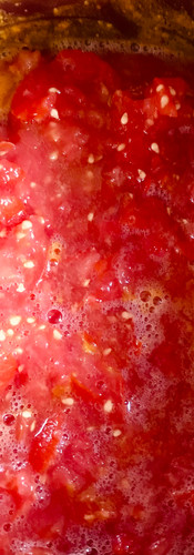 Add the chopped tomatoes and their juice, cook for about 5mins