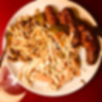 Filipino noodles with duck, prawns, chillies, peanuts and egg