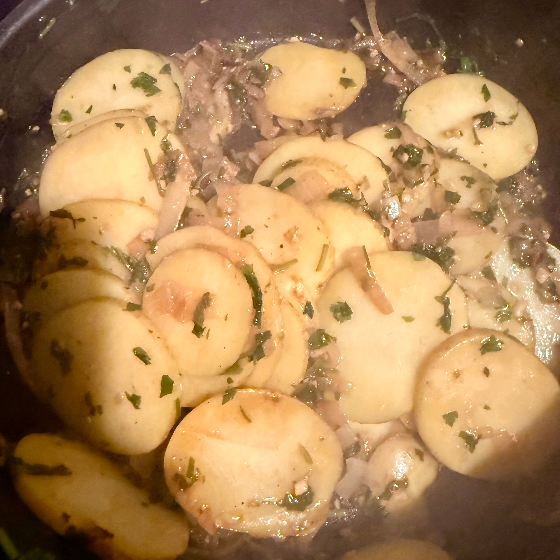 Gently sauté the potatoes until they begin to soften