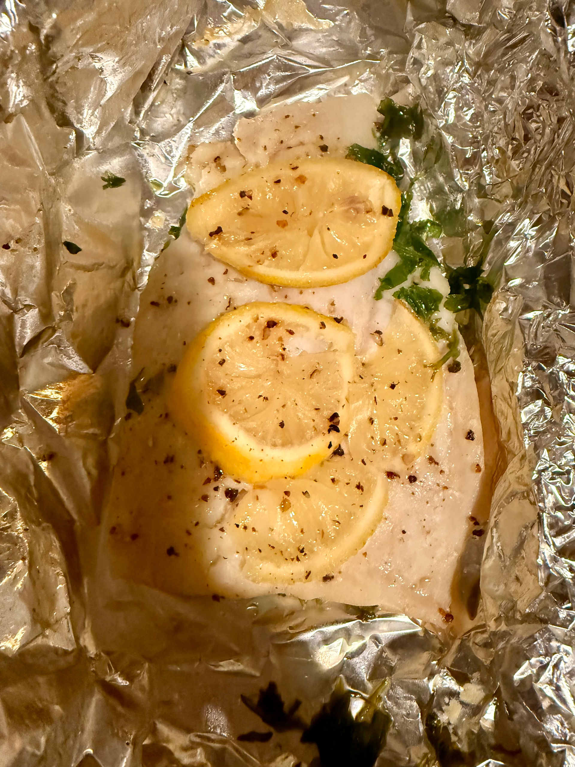 Unwrap the fish and allow to stand for a minute or so before plating
