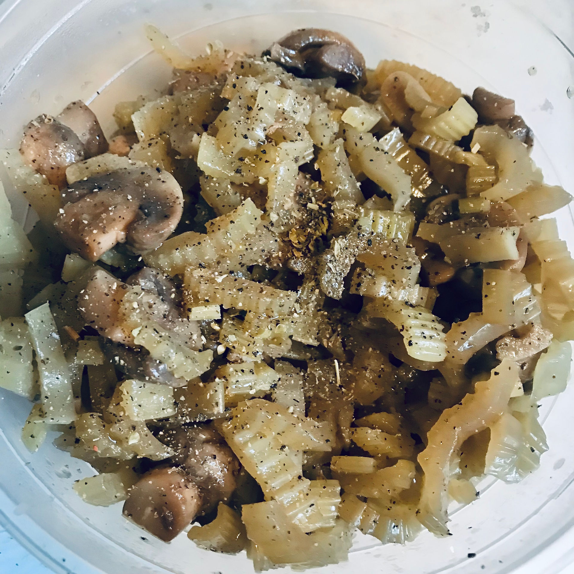 The celery and mushroom liaison cooked in marsala wine