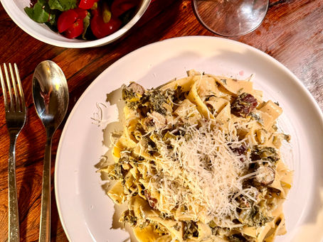 Tuscan pasta with kale, leeks and sausage
