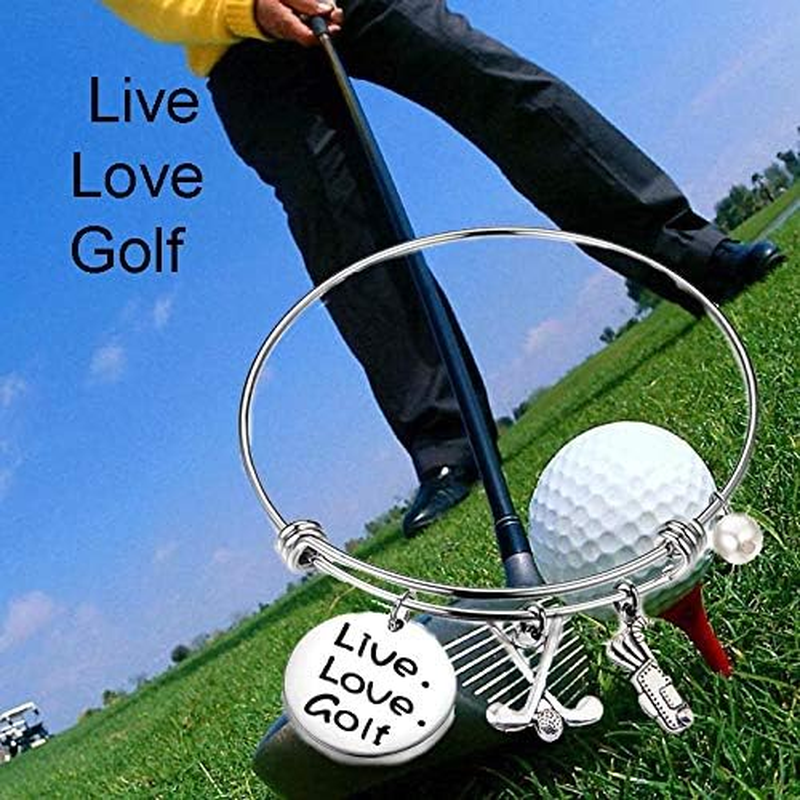 Thumbnail: Golf Bracelet Live Love Golf Expandable Charm Bracelet Golf Gift for Golf Lover/