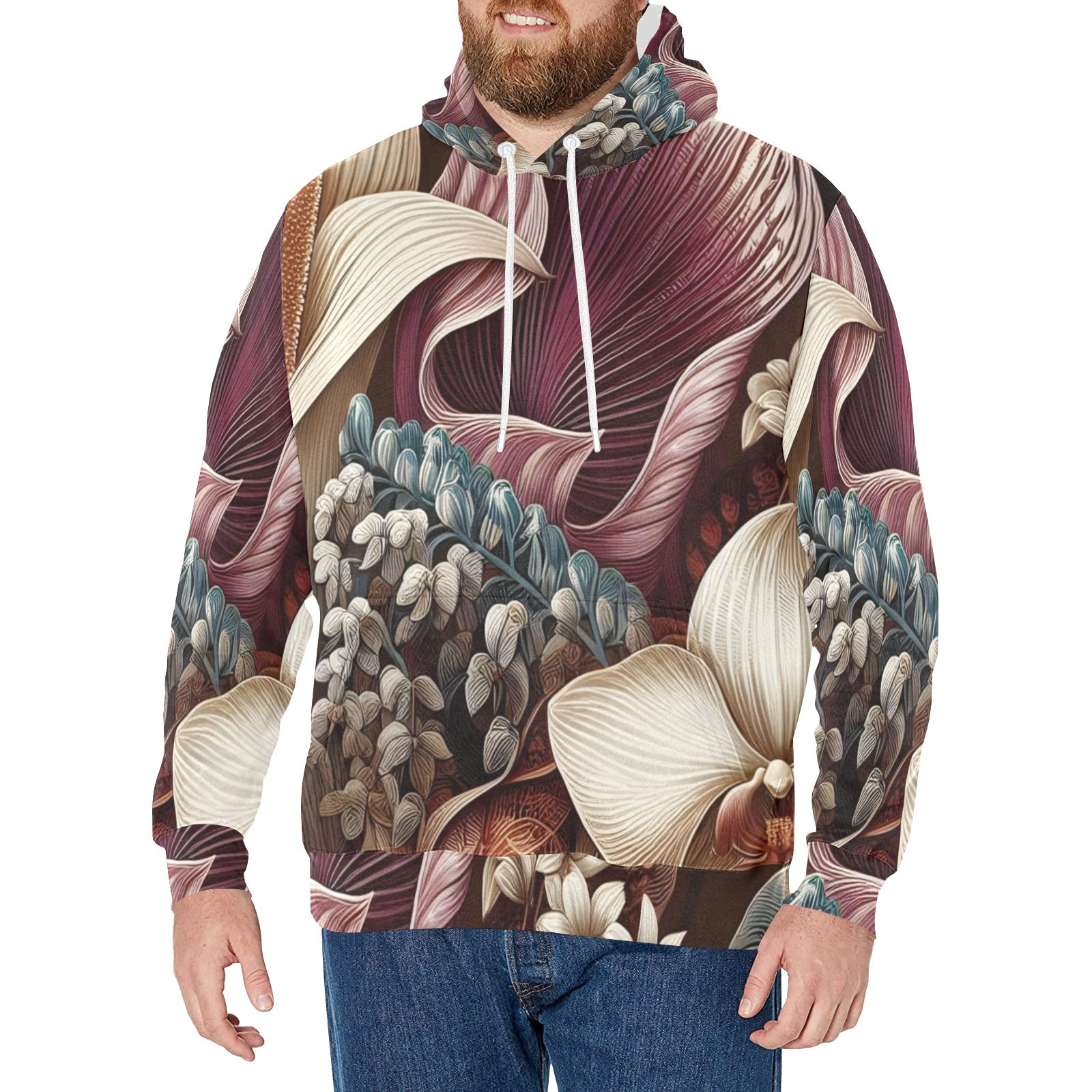 Gsole Indonesian Batik design Men's hooded fleece jacket. $39.99.