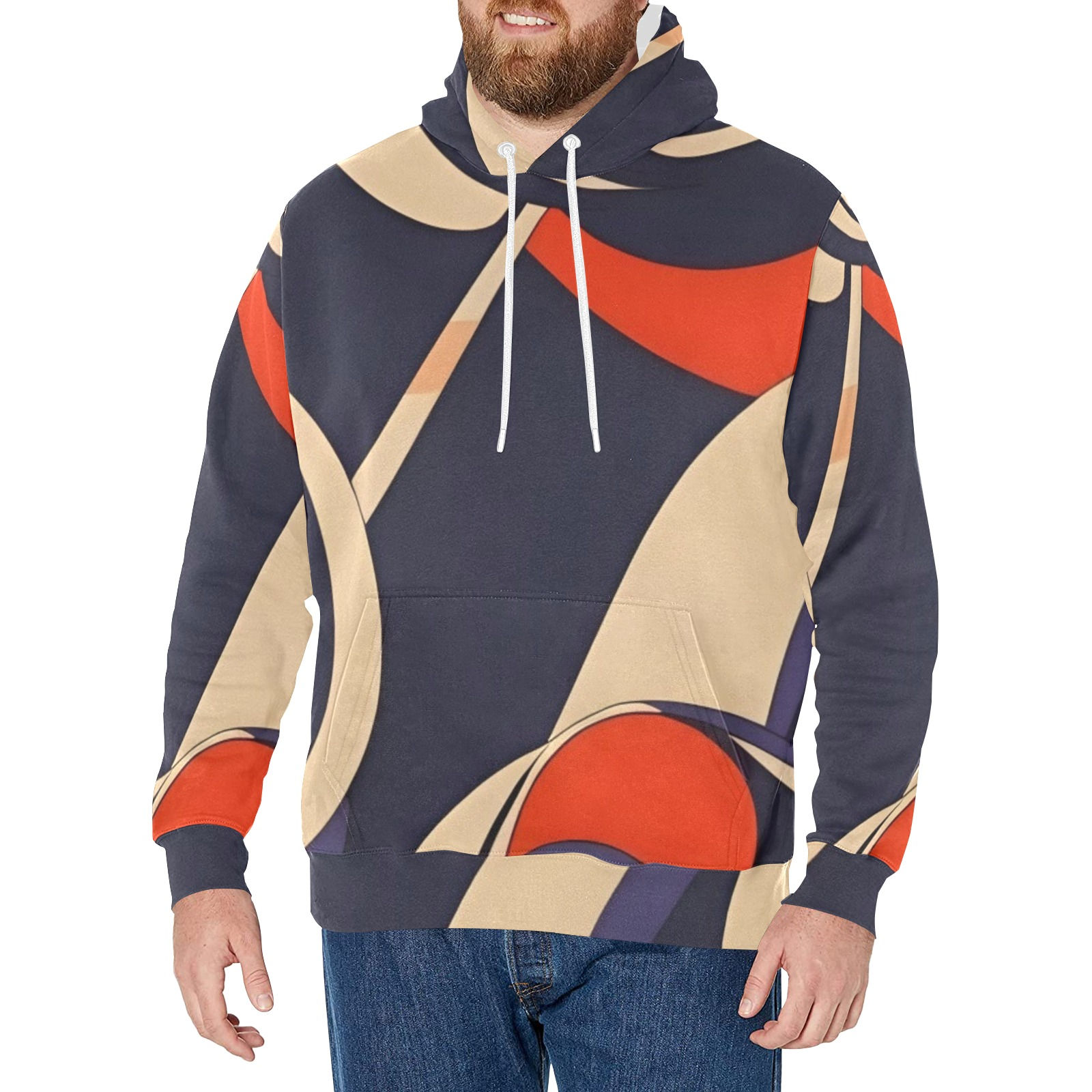 Gsole ivory violet abstract swirl design Men's hooded fleece jacket. $39.99.