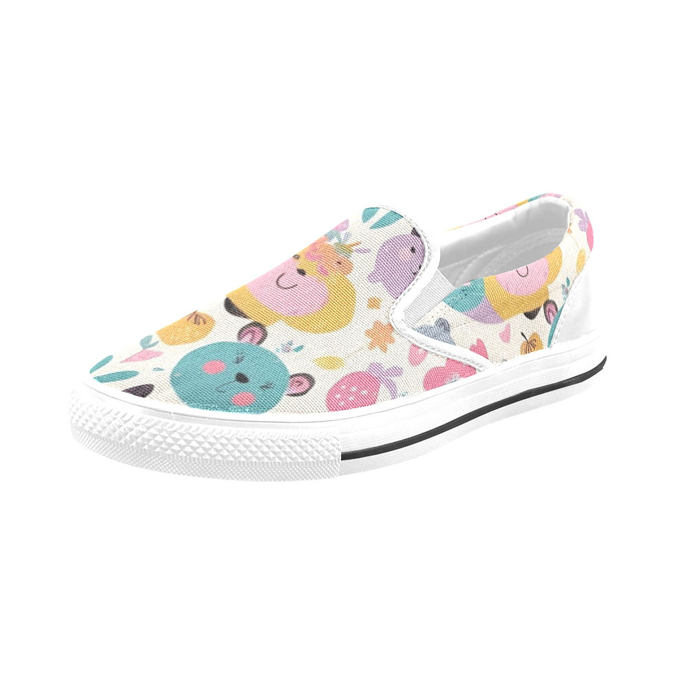 Thumbnail: Outer view. Gsole Bearie kid's canvas slip-ons.