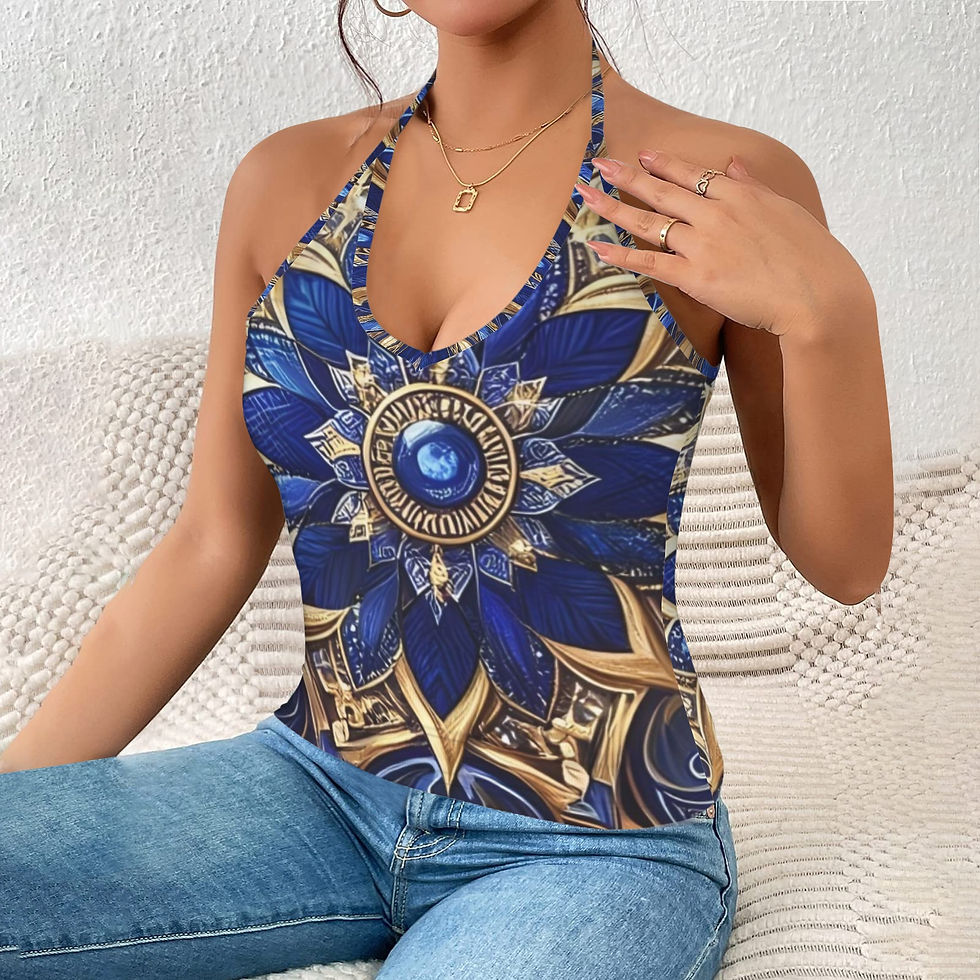 Thumbnail: Front view. Gsole Lapis Lazuli Halter Top.