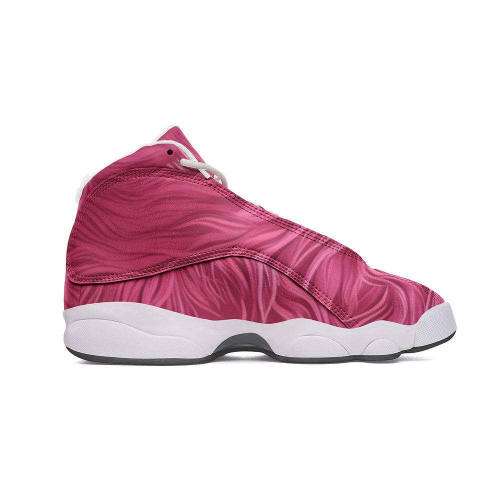 Thumbnail: Inside of shoe view of Gsole AJ13 sneaker with Pink-textured pattern and neon panther image.