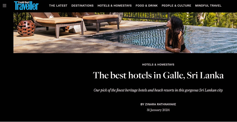 Niyagama House mentioned in the Conde Nast Magazine