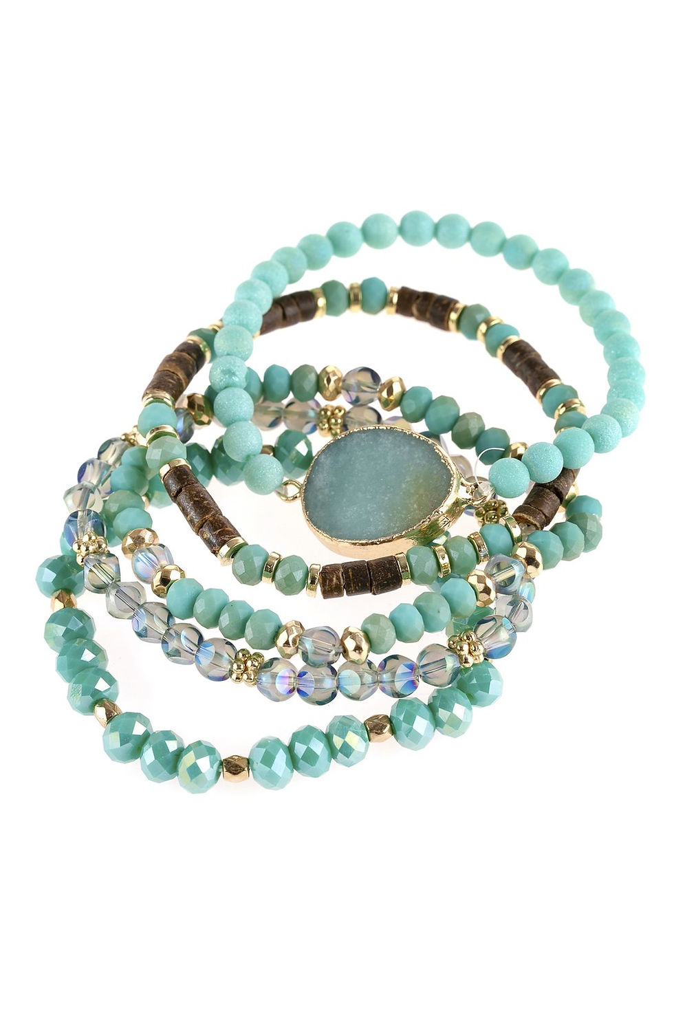Thumbnail: Natural Stone Charm Mixed Beads Bracelets