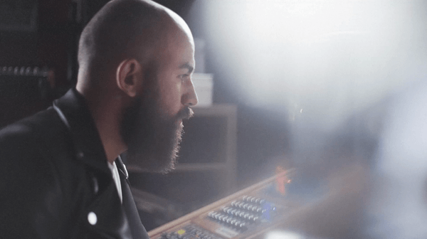 Chris Lawyer in the studio