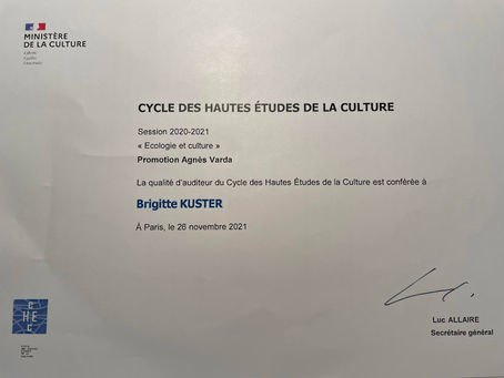 Diplôme d’Auditrice du Cycle des Hautes Etudes de la Culture