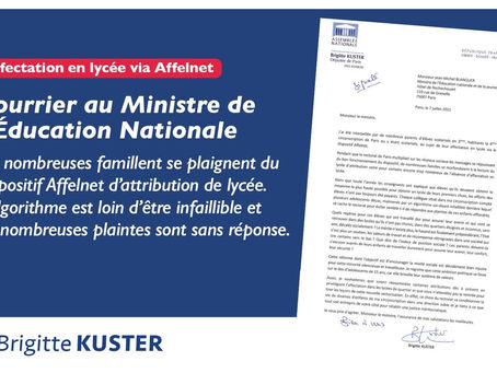 J’ai relancé le ministre de l’Éducation sur les dysfonctionnements du dispositif d’affection
