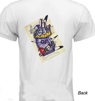 Thumbnail: Unique White T Shirt She's Gone by HiCoup  - Back View - Death of Caesar Logo
