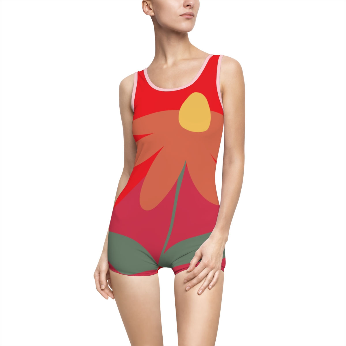 Women's Vintage Swimsuit Light Fabric Snug Fit - Red