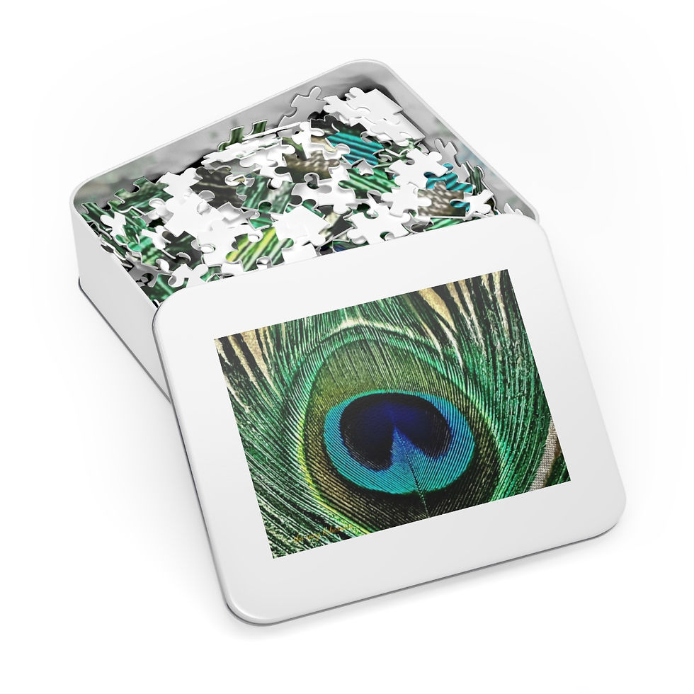 Thumbnail: Jigsaw Puzzle (30, 110, 252, 500,1000-Piece)  Savy Bohemian Peacock Feather