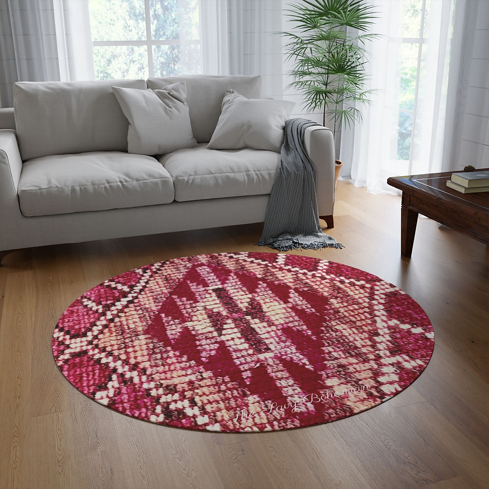 Round Tribal Chenille Rug - 60" x 60" on floor