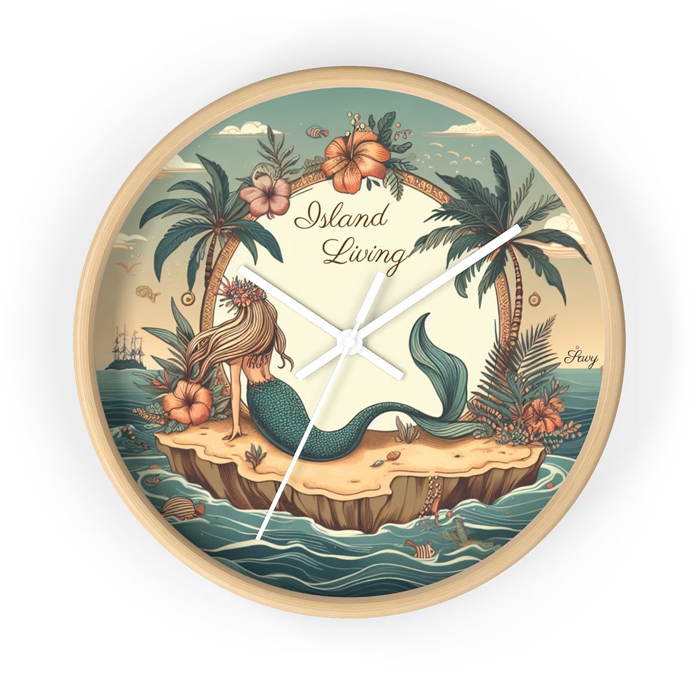 Thumbnail: Wall Clock- Island Mermaid-Design by Olivia