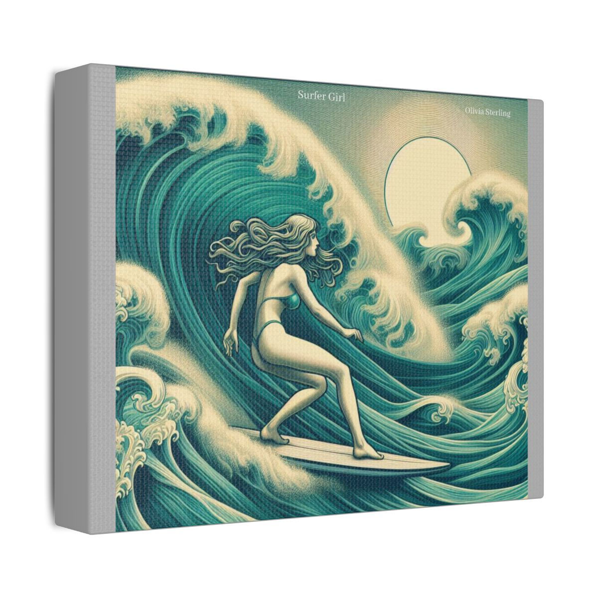 Surfer Girl - Satin Canvas - Stretched - Art by Olivia