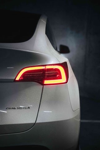 Close-up of a Tesla rear light