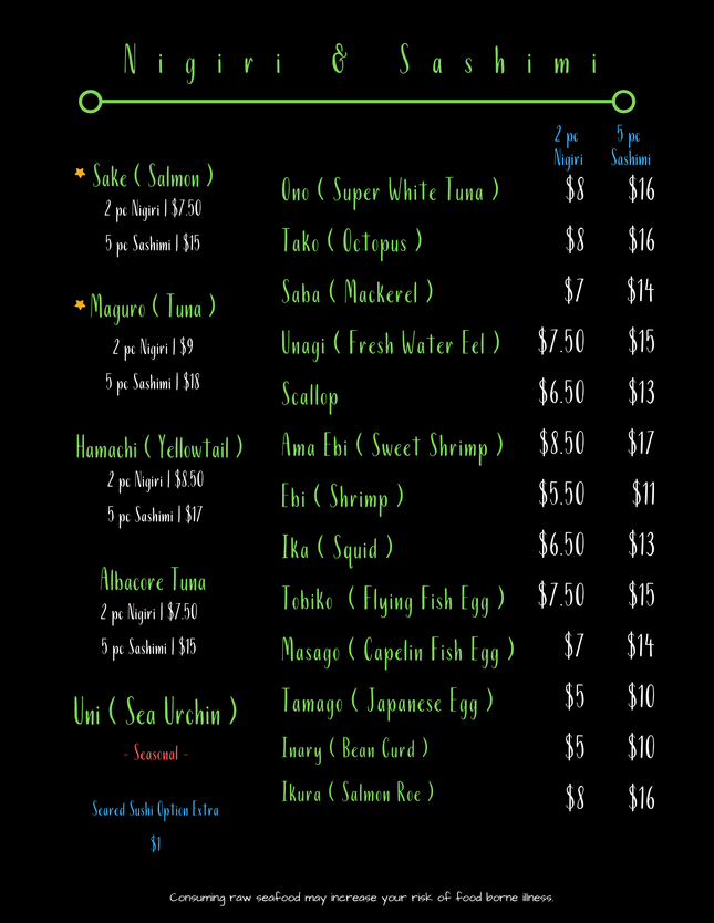 Menu Wasabi Bay New Site