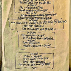 Original handwritten lyric sheet for the song “Go Figure” from the album Dangerously Happy by General Malaise, written by Claude Marquis