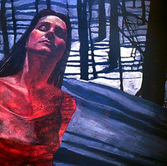 Winter 7 painting by Claude Marquis, acrylic on canvas winter series artwork by Ottawa artist Claude Marquis, Canadian multidisciplinary artist, painter and musician, songwriter of The PepTides and creator of General Malaise.
