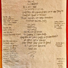 Original handwritten lyric sheet for the song “Hospitals” from the album When the World Burns Down by General Malaise, written by Claude Marquis