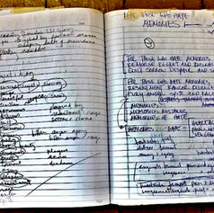 Lyrics sheet booklet for “For Those Who Hate Memories” by Claude Marquis for The PepTides, from the album For Those Who Hate Human Interaction, showing the songwriting process.