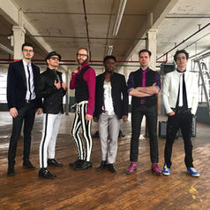Group portrait of The PepTides band members from their 2017 photoshoot.