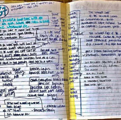 Lyrics sheet for "202 Washington DC" from the album Love Question Mark, written by Claude Marquis. Handwritten notes and song structure visible, highlighting the songwriting process behind the track.