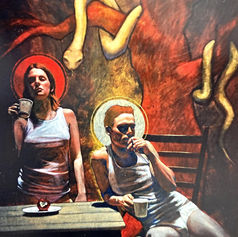 Claude Marquis Eve painting, biblical figure Eve portrait, acrylic painting by Canadian artist Claude Marquis