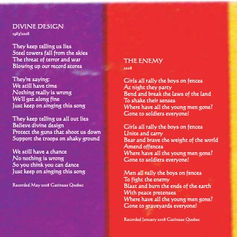Page from the Stereo Stereo album booklet showing the lyrics for "The Enemy" by Claude Marquis.