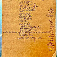 Original handwritten lyric sheet for the song “Almighty Dollar” from the album Dangerously Happy by General Malaise, written by Claude Marquis