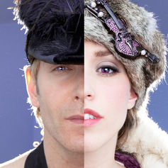 Split-screen portrait of Claude Marquis and DeeDee Butters for The PepTides album For Those Who Hate Human Interaction, photography by Jonathan Hobin