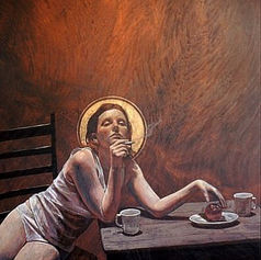 Claude Marquis Eve painting, biblical Eve portrait by Canadian contemporary painter Claude Marquis