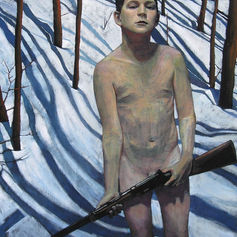 Winter 2 painting by Claude Marquis, acrylic on canvas from the Winter series, contemporary artwork by Ottawa artist Claude Marquis, Canadian painter, multidisciplinary artist, songwriter and lyricist of The PepTides and creator of General Malaise.