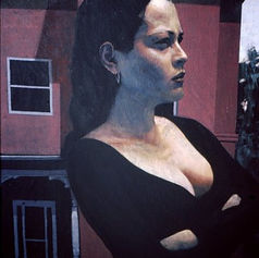 Worriers (1996) painting #20 by Claude Marquis, portrait in urban setting, Mercury Lounge Ottawa
