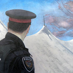 painting by Claude Marquis created for Portraits of Bluesfest fundraiser