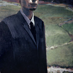 Worriers (1996) painting #10 by Claude Marquis, portrait in landscape, Mercury Lounge Ottawa