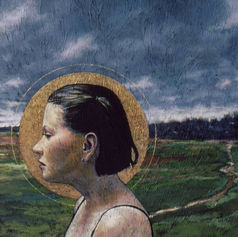 Worriers (1996) painting #11 by Claude Marquis, portrait in landscape, Mercury Lounge Ottawa