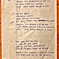 Handwritten lyric sheet for the song “Maybe a Fire” from the album North Hero by Claude MarQuis, 2010