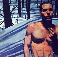 Winter 5 painting by Claude Marquis, acrylic on canvas winter series artwork by Ottawa artist Claude Marquis, Canadian multidisciplinary artist, painter and musician, songwriter of The PepTides and creator of General Malaise.