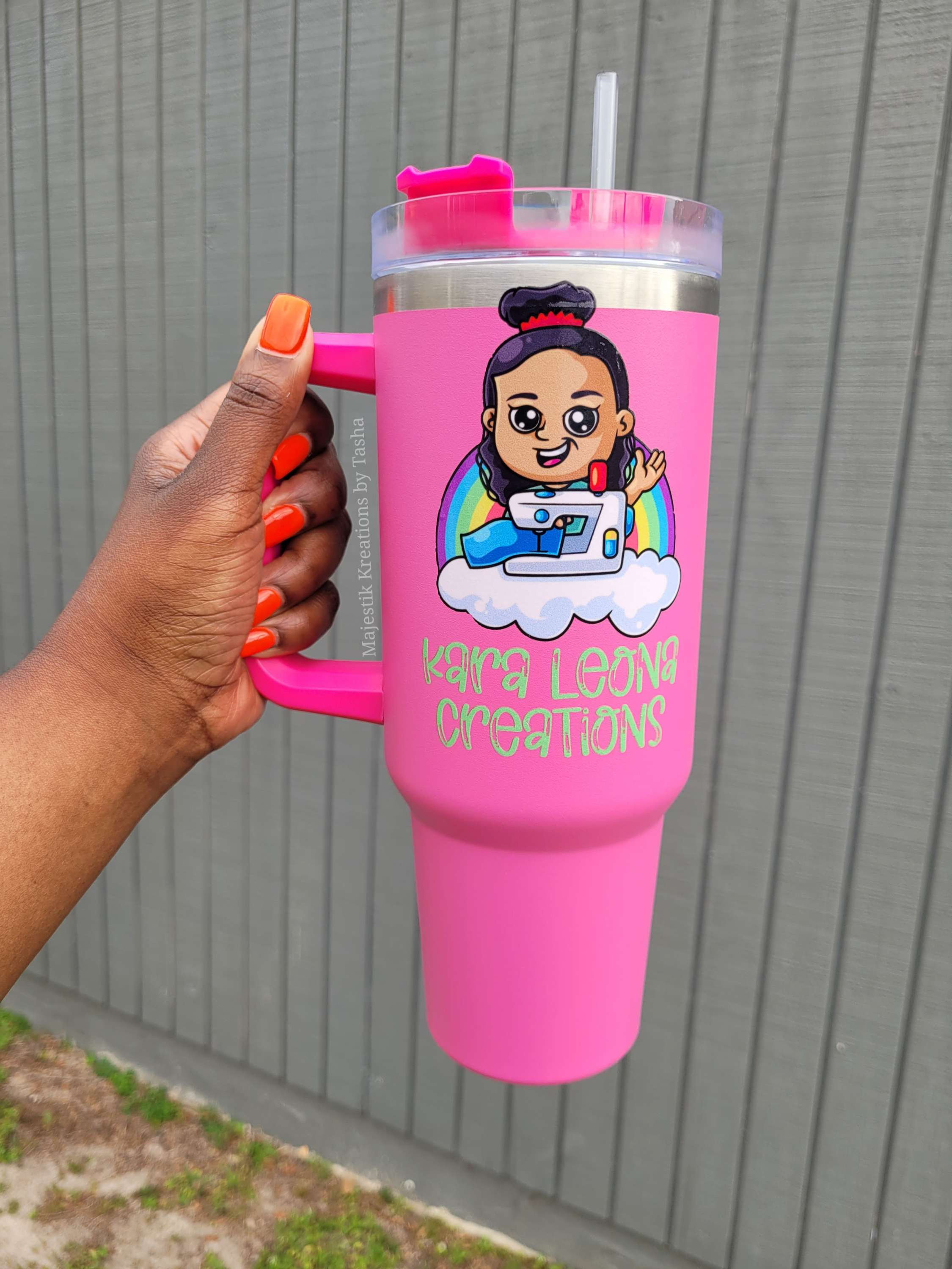 Kara Leona Creations logo - Large 40oz Stanley dupe tumbler with handle